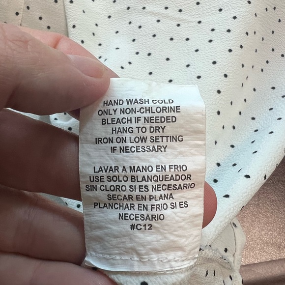 Lily White polka dot black and white button up tied neck top size xl - Picture 6 of 6